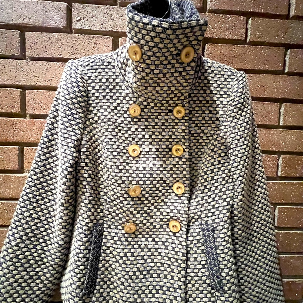 Basket weave, wool blend pea coat from anthropology